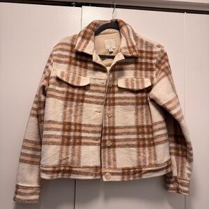 Joie Plaid Cream/Brown Plaid Shacket